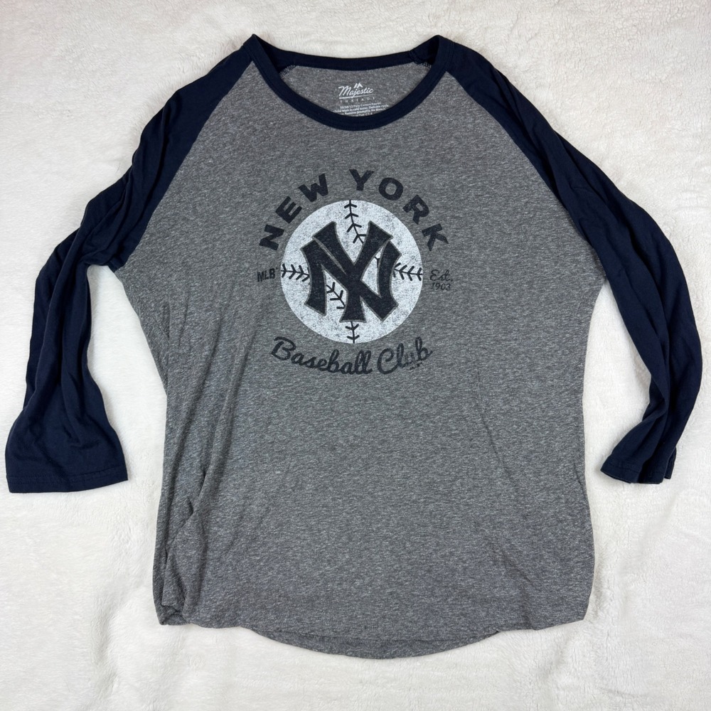 Majestic Threads New York Yankees Don Mattingly 23 Raglan Shirt Mens 2X Grey
